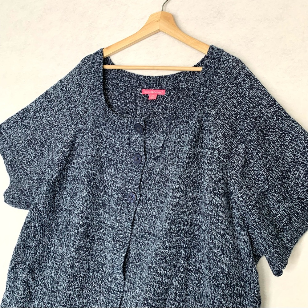 Woman Within Plus Size Cardigan Sweater Short Sleeve Button-Front Marled 5X - Picture 2 of 10